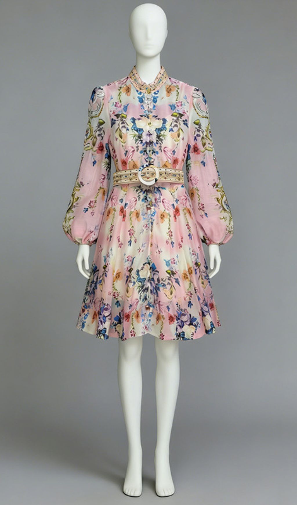 Jalila Pink Floral Print Long Sleeve Mini Dress - Vibrant & Chic