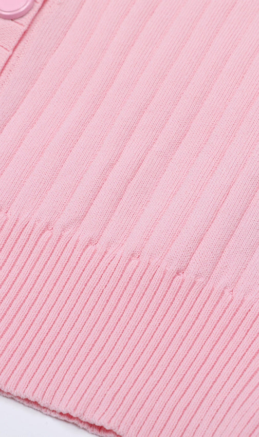 Jackie Pink Ribbed Knit Maxi Dress & Cardigan Set - Effortless Style & Comfort for Women