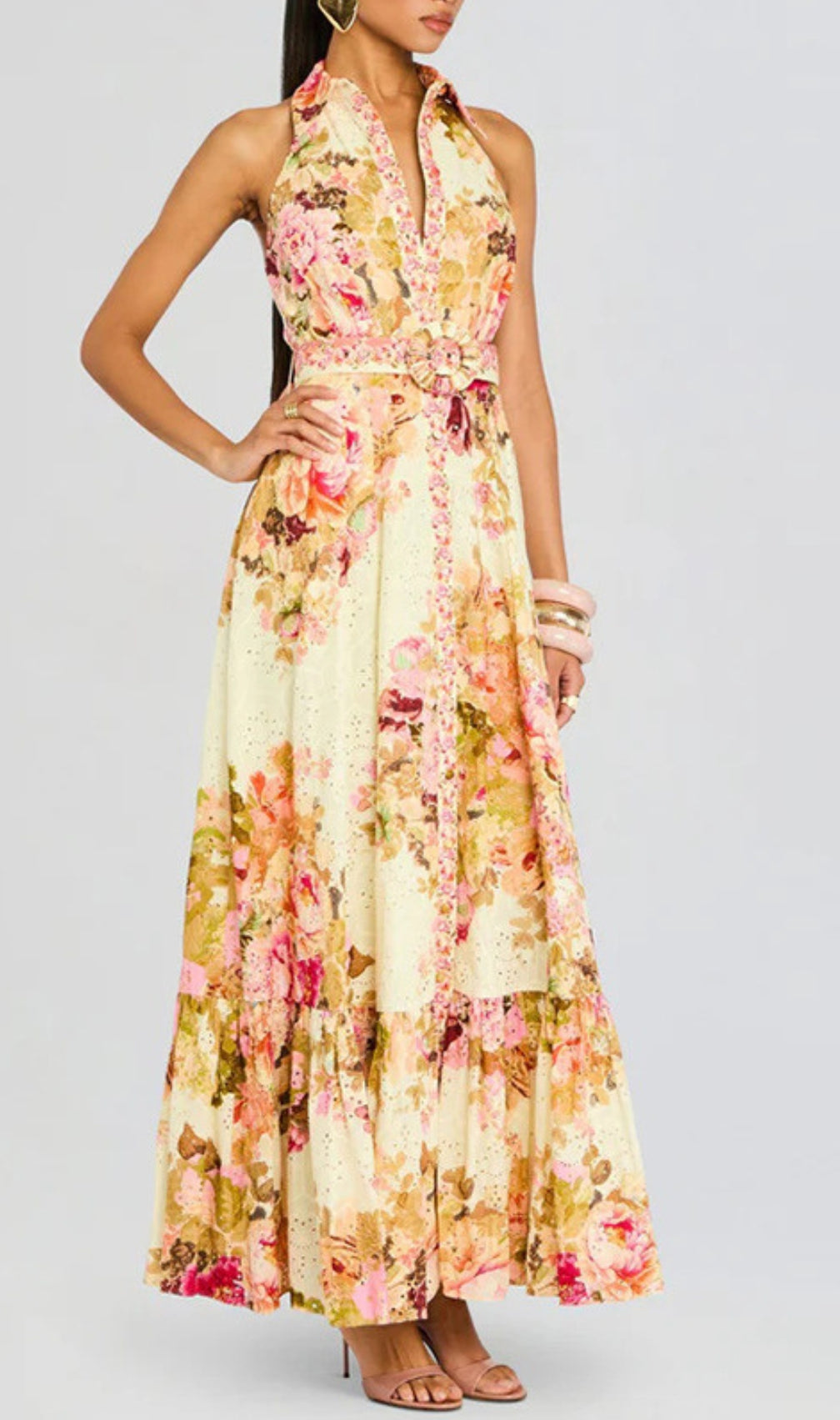 Derval Printed Halter Maxi Dress