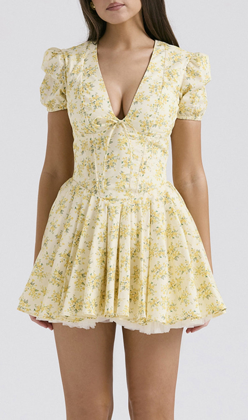 Almeda Yellow Floral Mini Dress