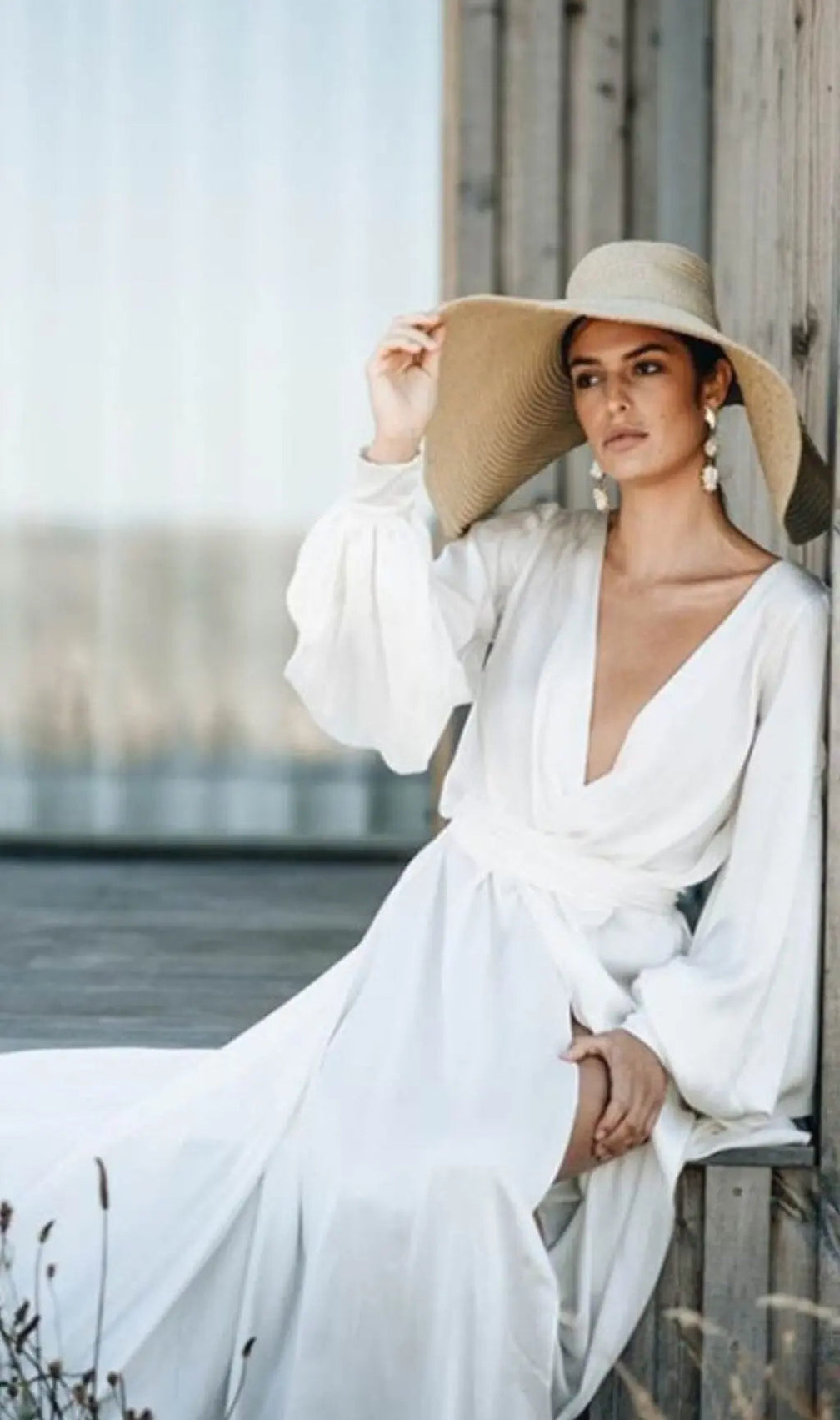 Slippery Maxi Dress In White