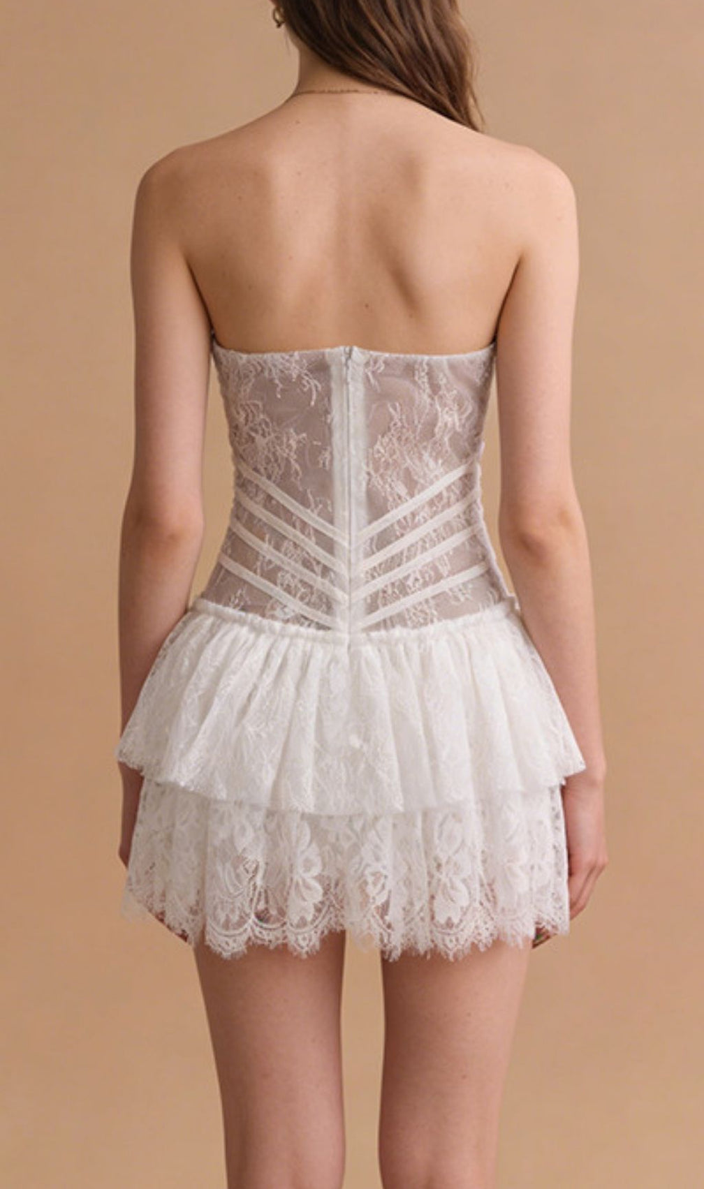 Keona White Strapless Lace Corset Mini Dress - Elegant & Flirty