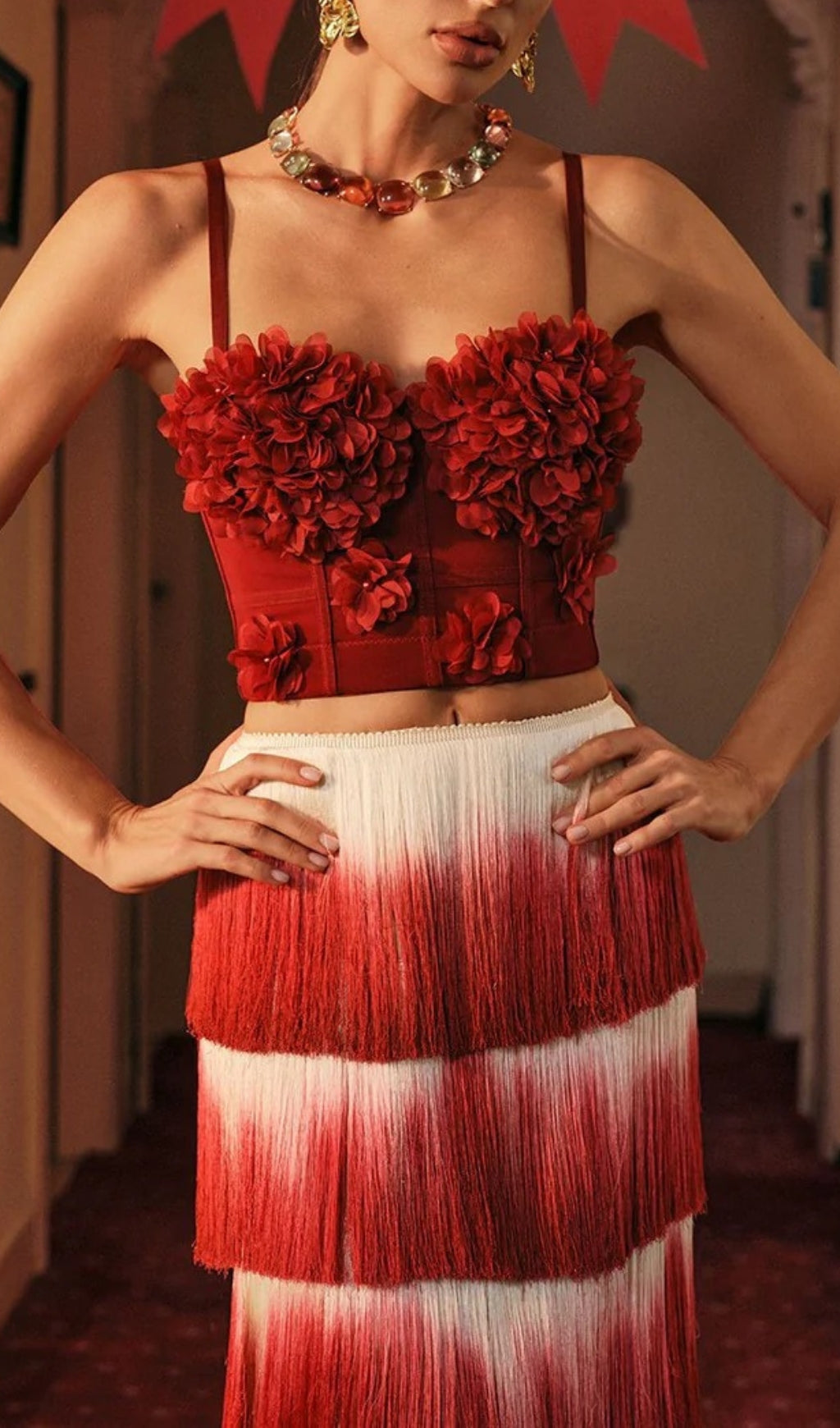 Cherlin Red Flower Top