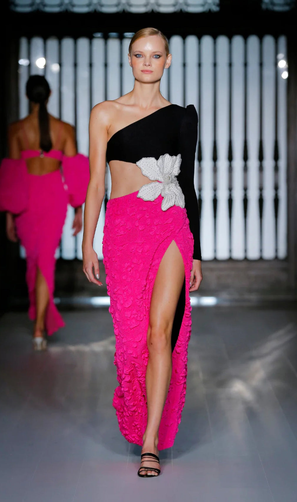 Aliyah Jacquard One-Shoulder Maxi Dress