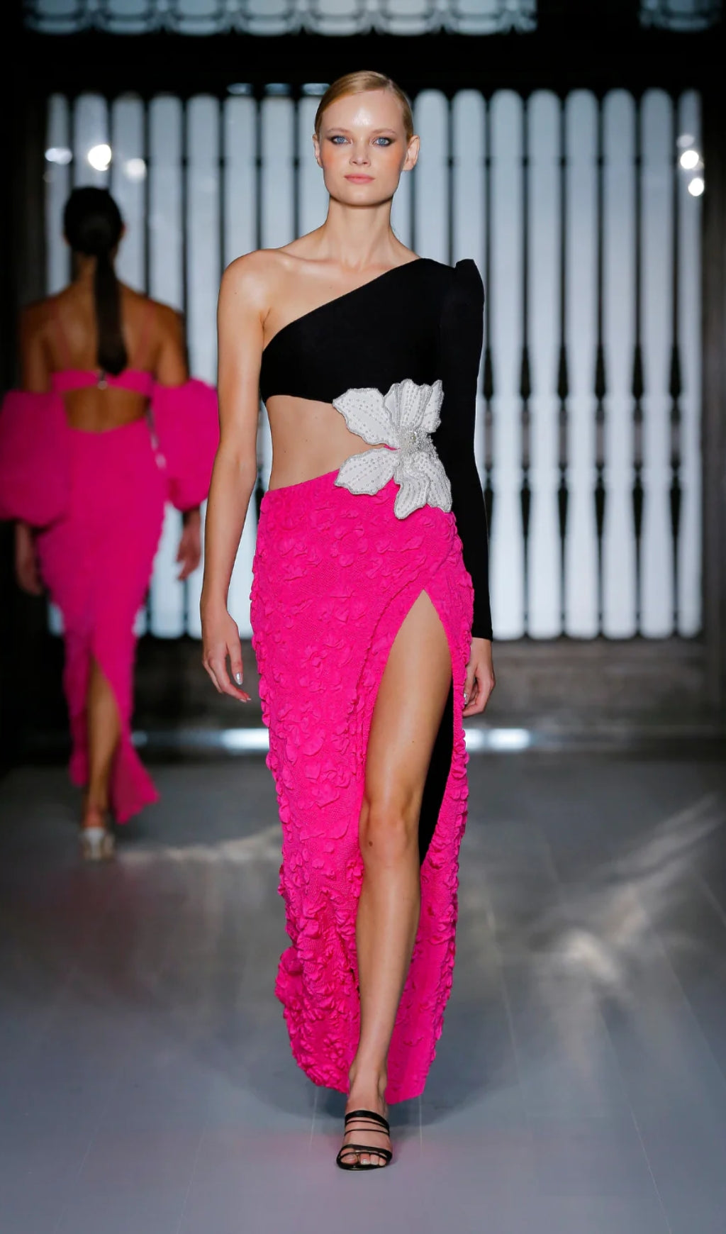 Aliyah Jacquard One-Shoulder Maxi Dress