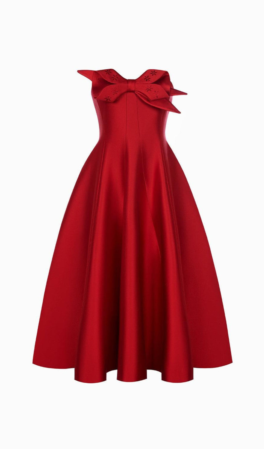 Avani Red Flared Semi-Heart Neck Taffeta Dress