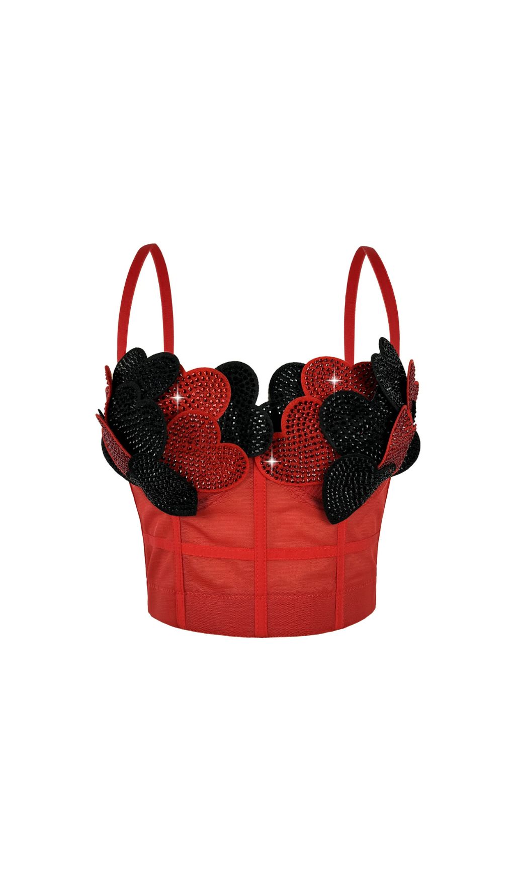 Java Dazzling Diamante Heart Crop Top | Sparkle & Shine Statement Piece