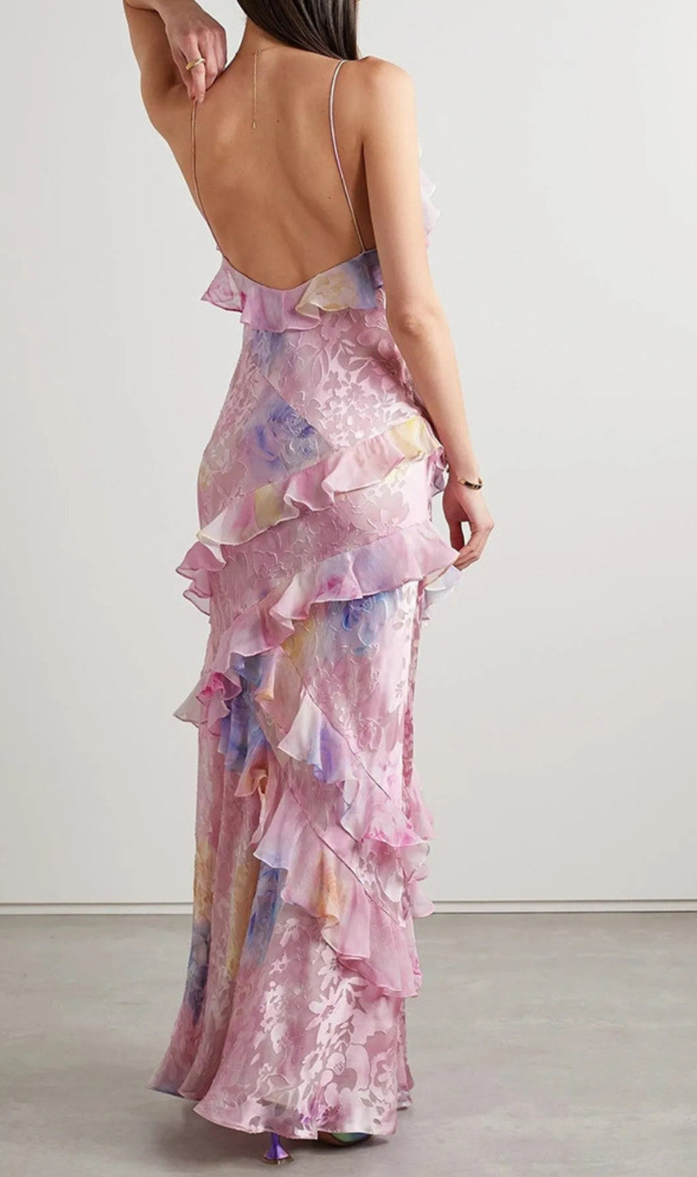 Brocha V-Neck Floral Ruffle Maxi Dress