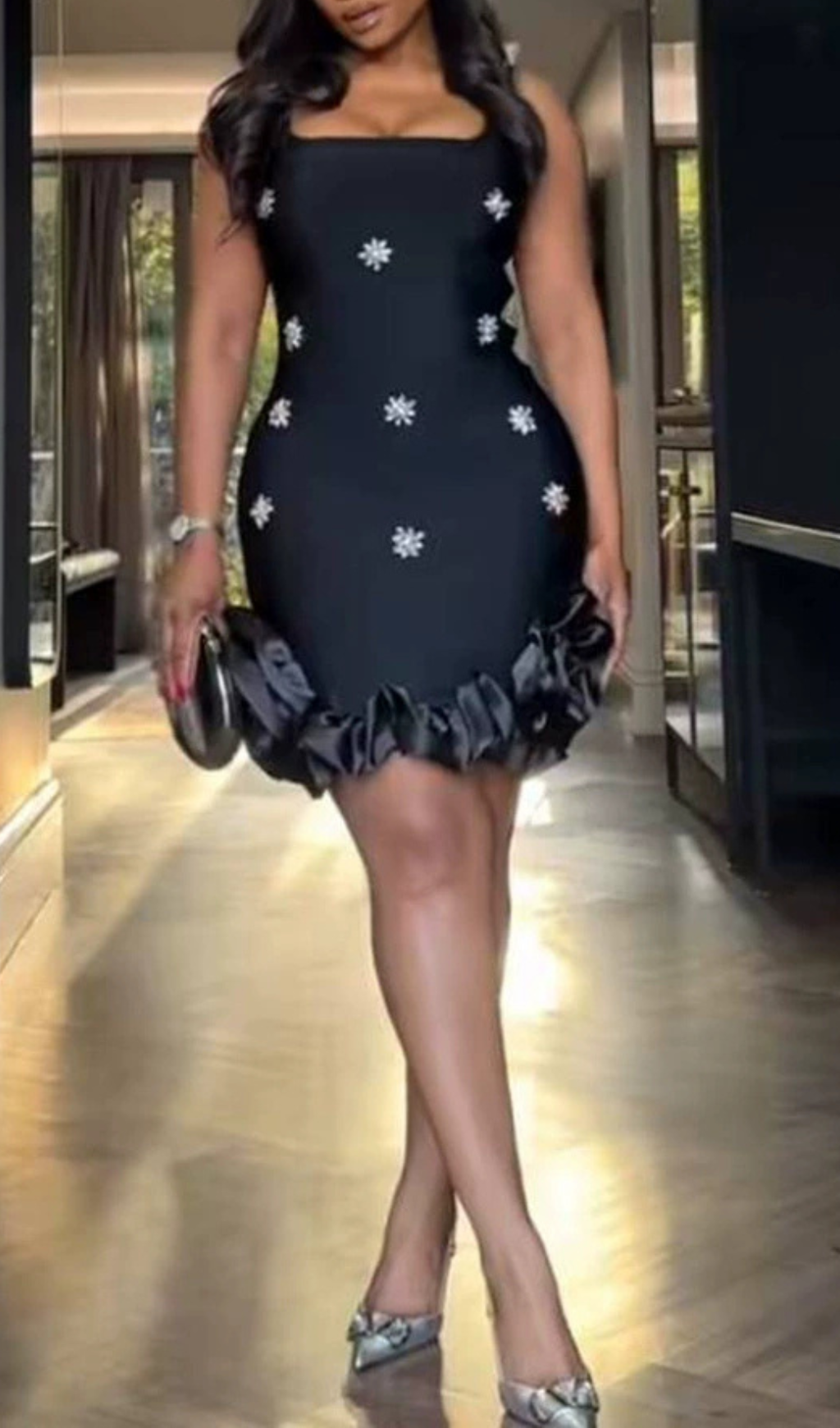 Gavan Flower Diamante Bandage Mini Dress