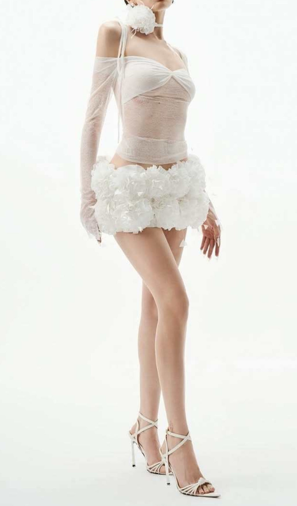 Elaxi Lace Top & Flower Skirt Set