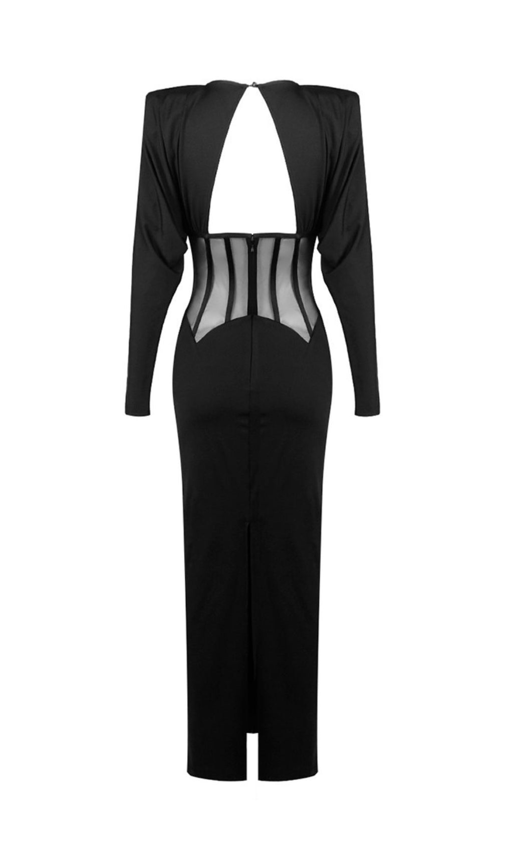 Inara Black Long Sleeve Corset Maxi Dress