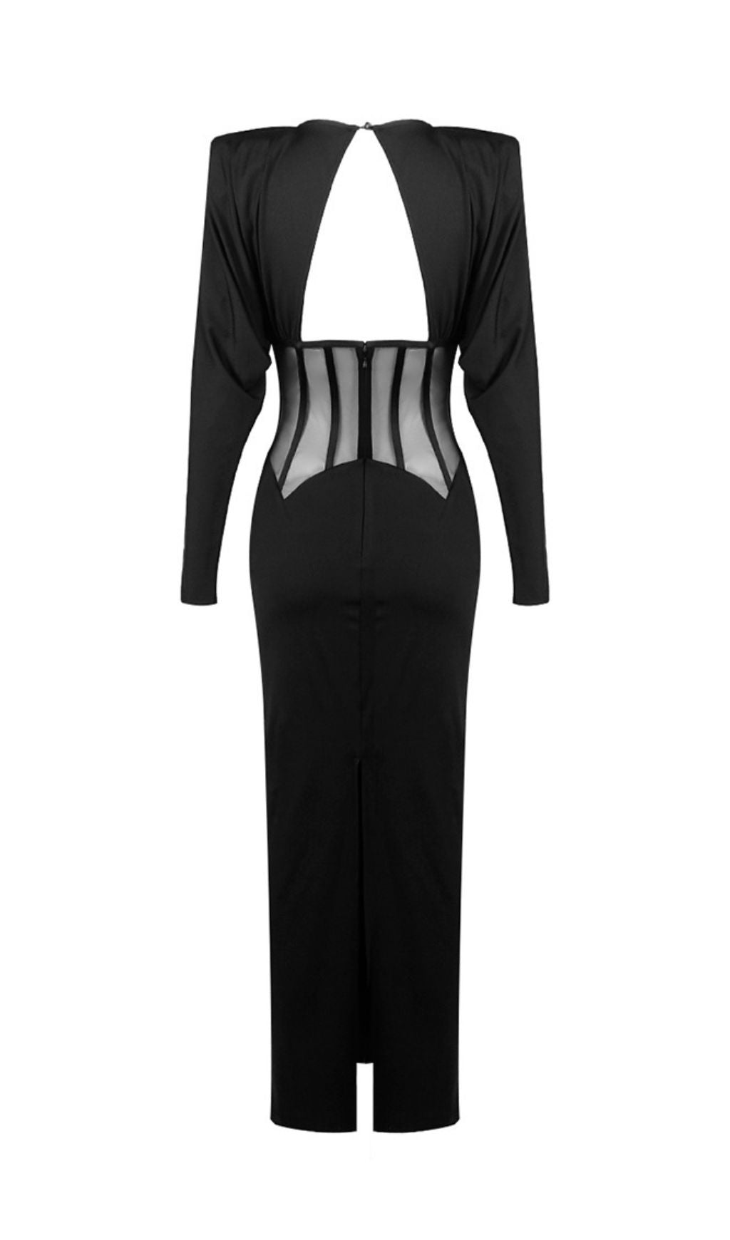 Inara Black Long Sleeve Corset Maxi Dress