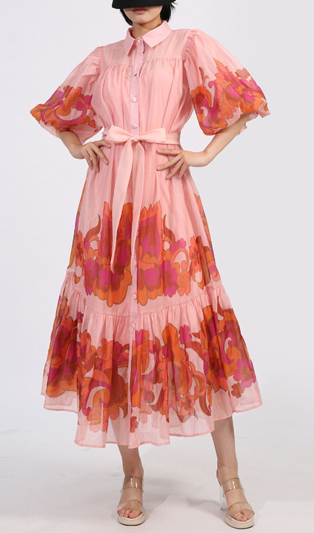 Gertraud Printed Puff-Sleeve Midi Dress