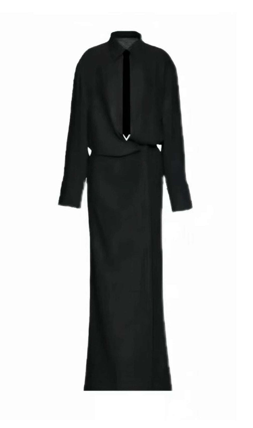 Haimi Black Long Sleeve Maxi Dress With Tie