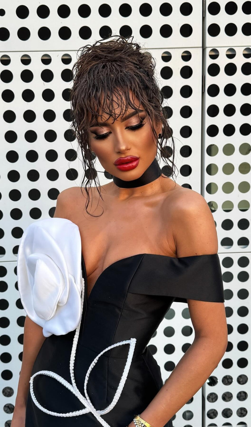 Bibi Black Flower Embellished Mini Dress