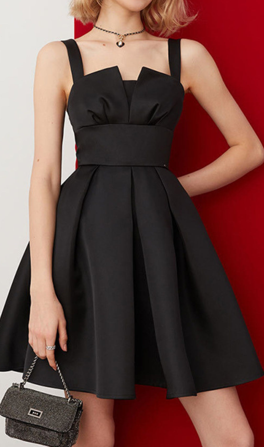 Chana Black A-Line Mini Dress