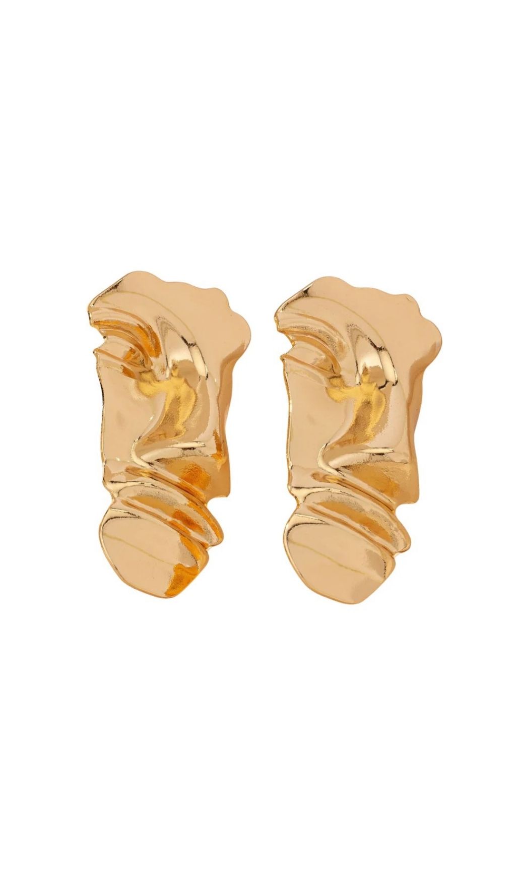 Chevonne Gold Abstract Face Statement Earrings | Unique Artistic Jewelry