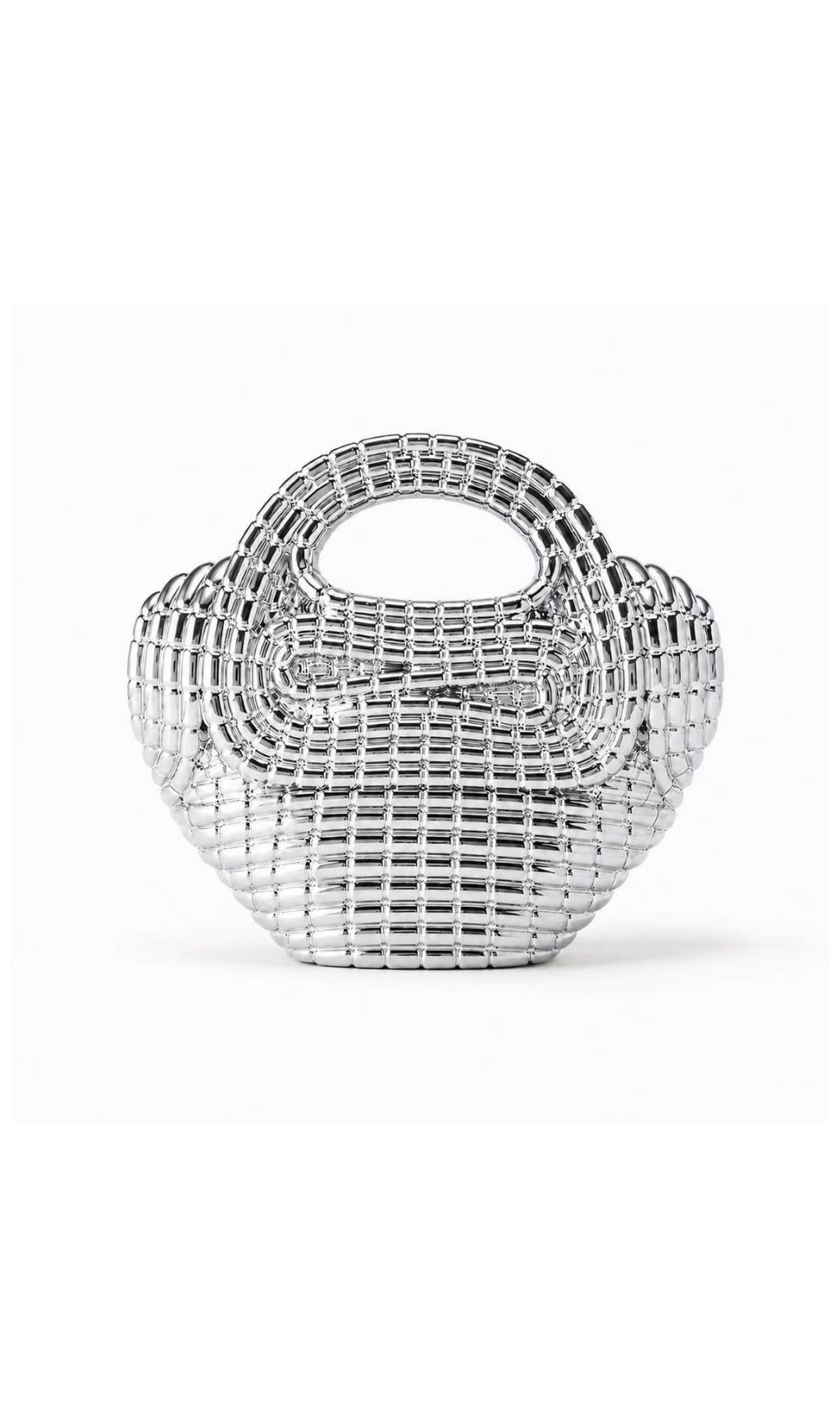 Raxelyn Silver Sculpted Grid Bag