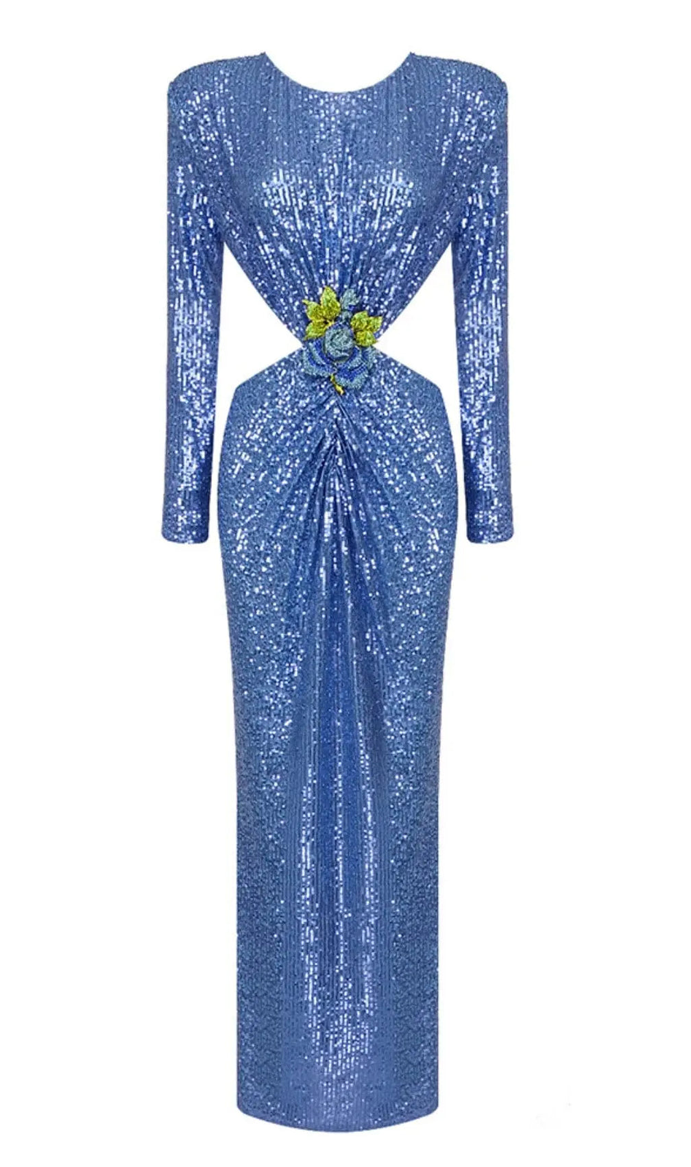 Sequin Cutout Backless Maxi Dress In Blue