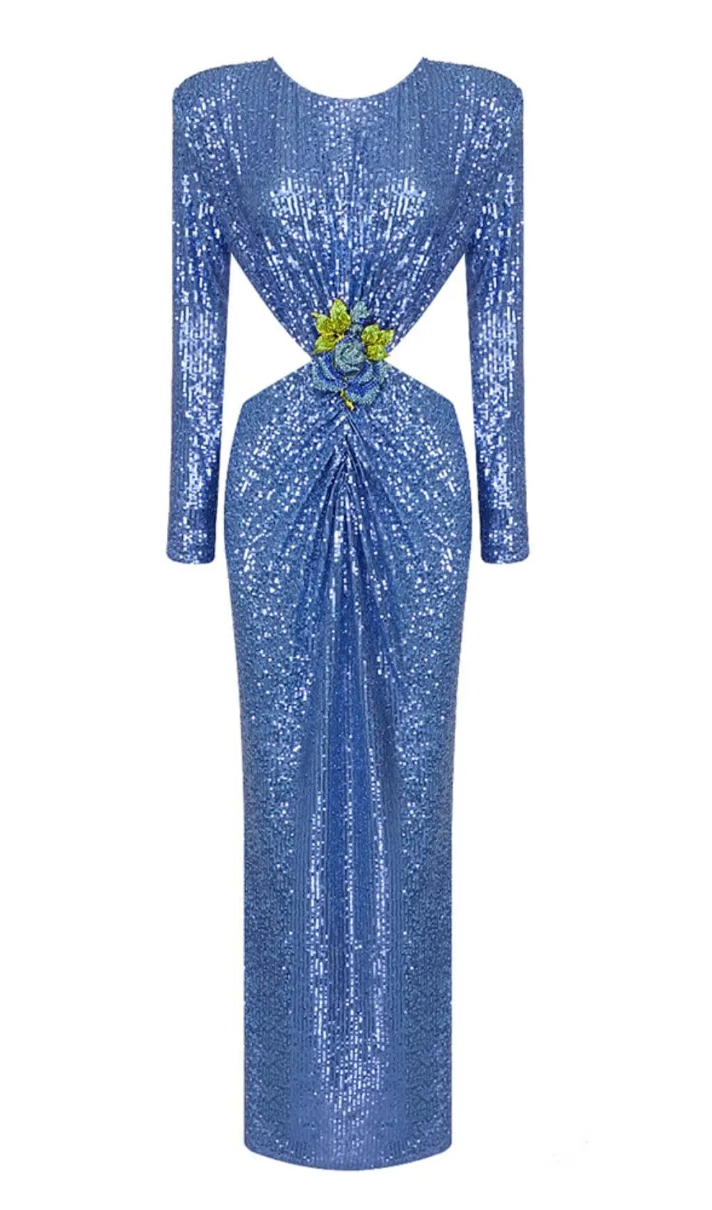 Sequin Cutout Backless Maxi Dress In Blue