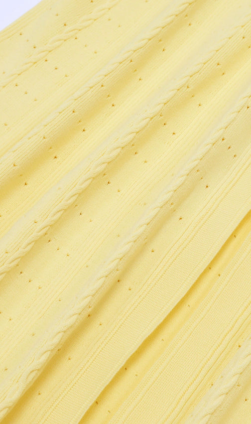 Kilenya Yellow Knit Long Sleeve Midi Dress