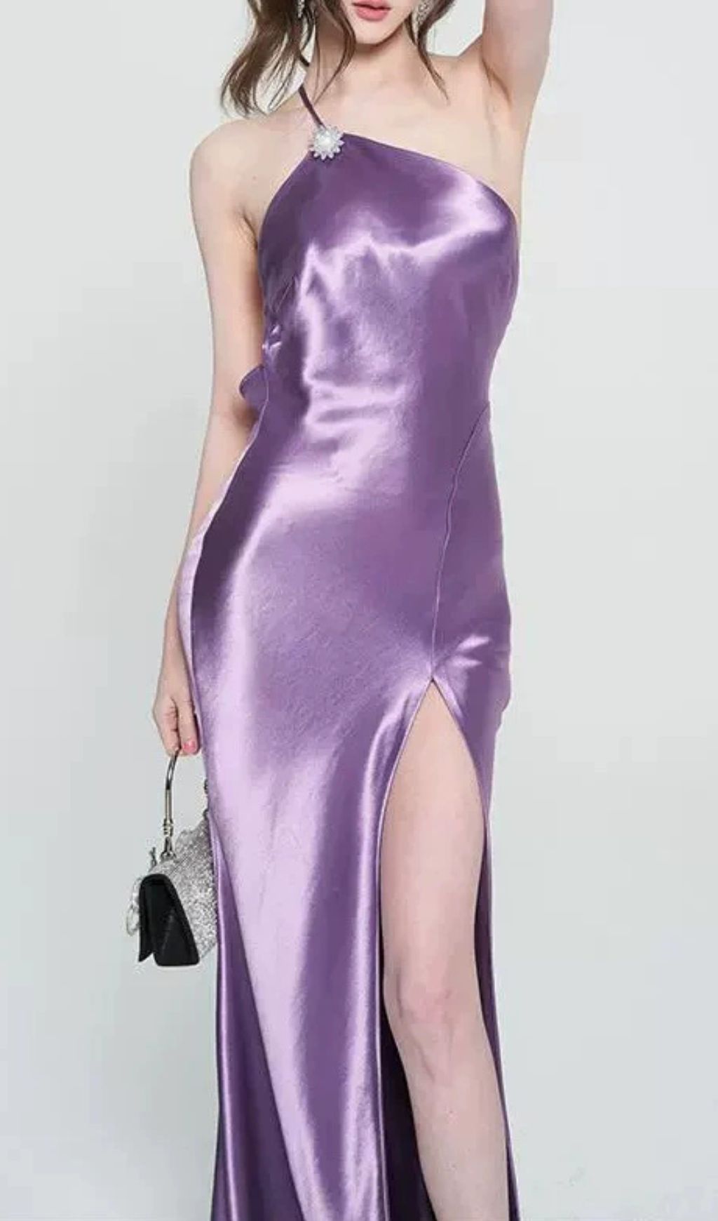 Faith Purple Backless Slit Maxi Dress