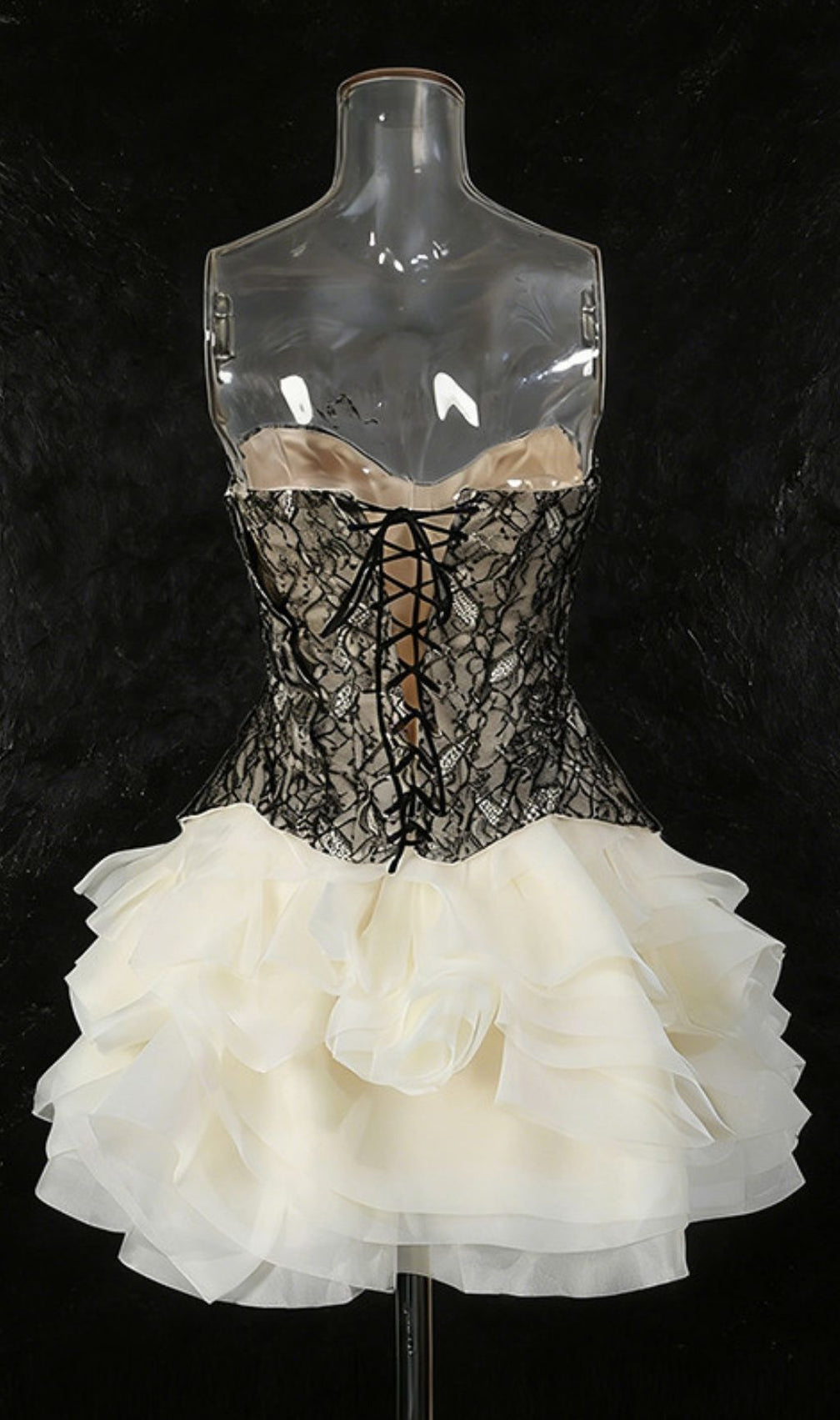 Kaya Lace Bustier Top & Ruffle Mini Skirt Set - Elegant Two-Piece Ensemble