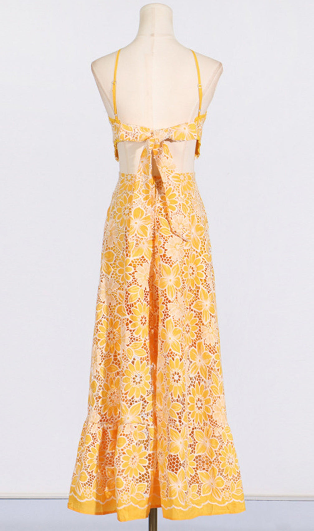 Aulaula Flower Embroidery Maxi Dress