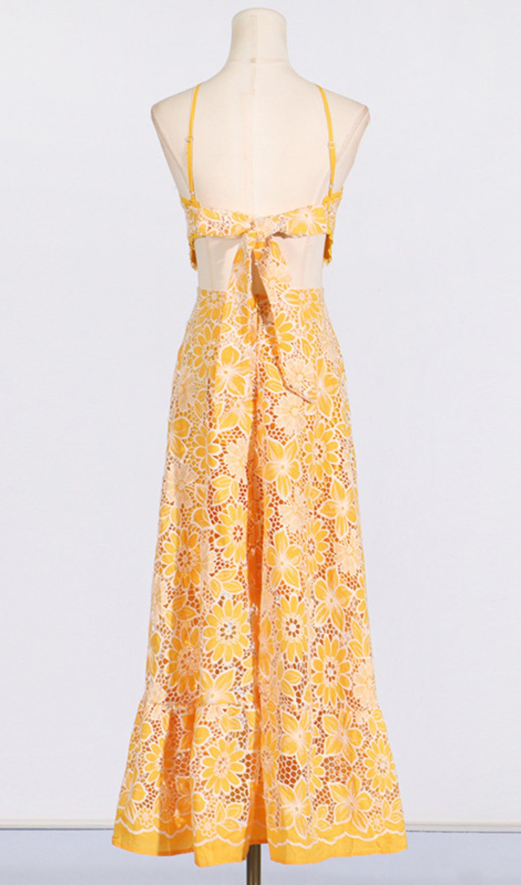 Aulaula Flower Embroidery Maxi Dress