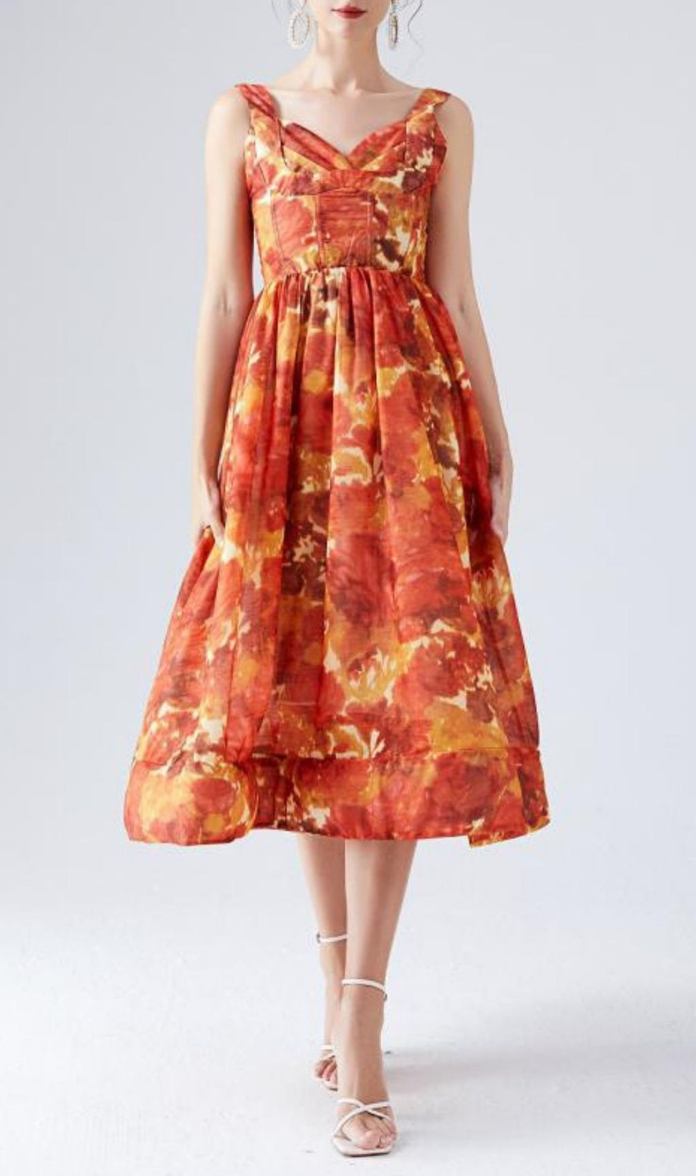 Kamana Sunset Bloom Midi Dress - Vibrant Bohemian Chic for Women