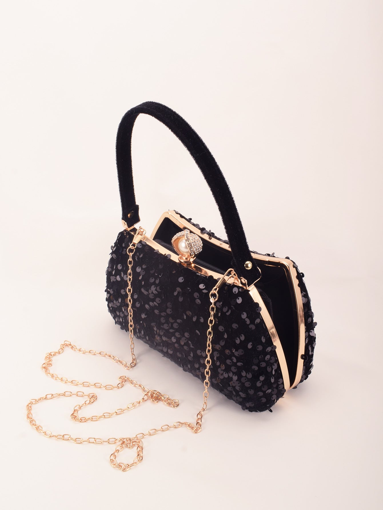 Sparkle & Shine: Anahid Royal Blue Sequin Evening Clutch with Pearl Accent