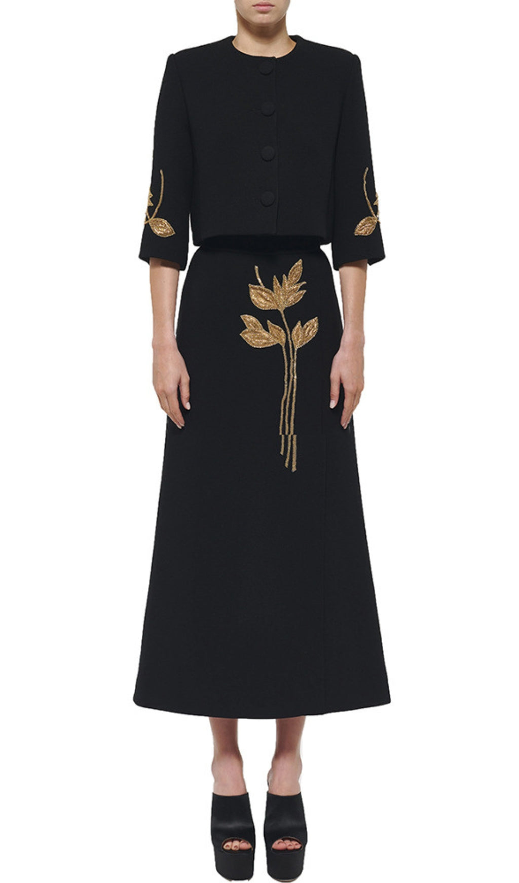 Benedita Black Flower Bead Two-Piece Suit