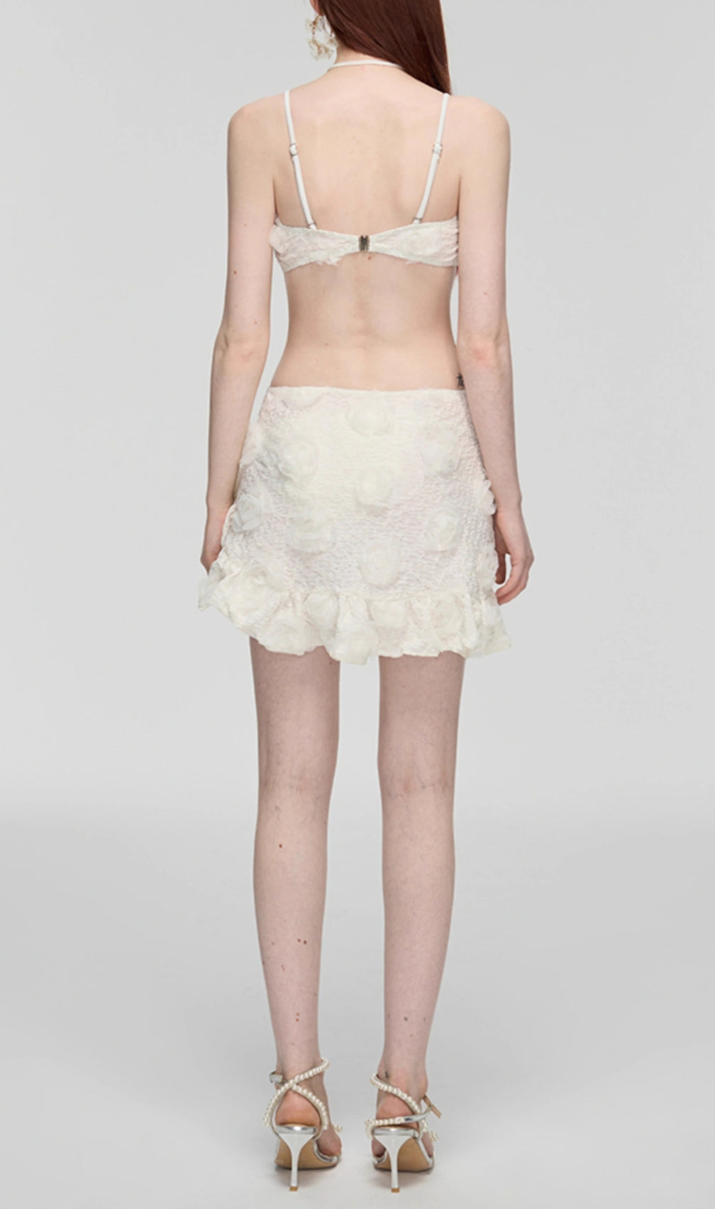 Daw White Flower Three-Piece Swimsuit