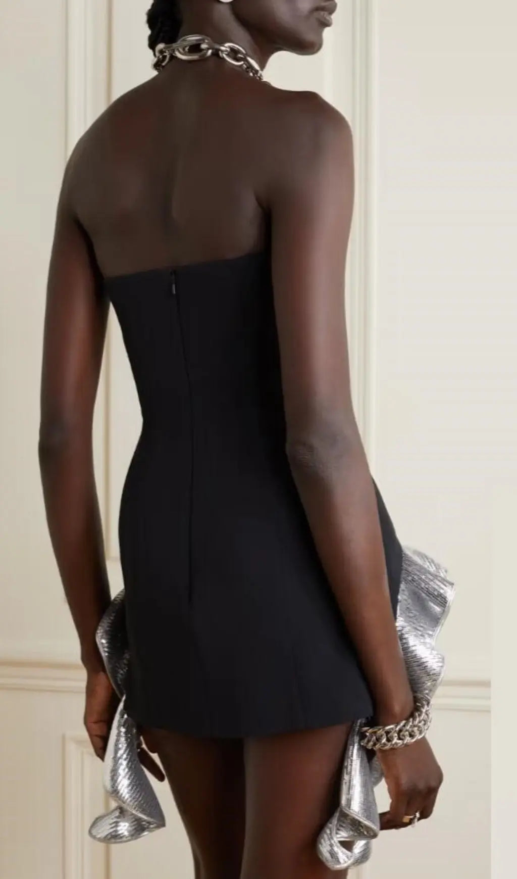 Metallic-Ruffle Strapless Minidress
