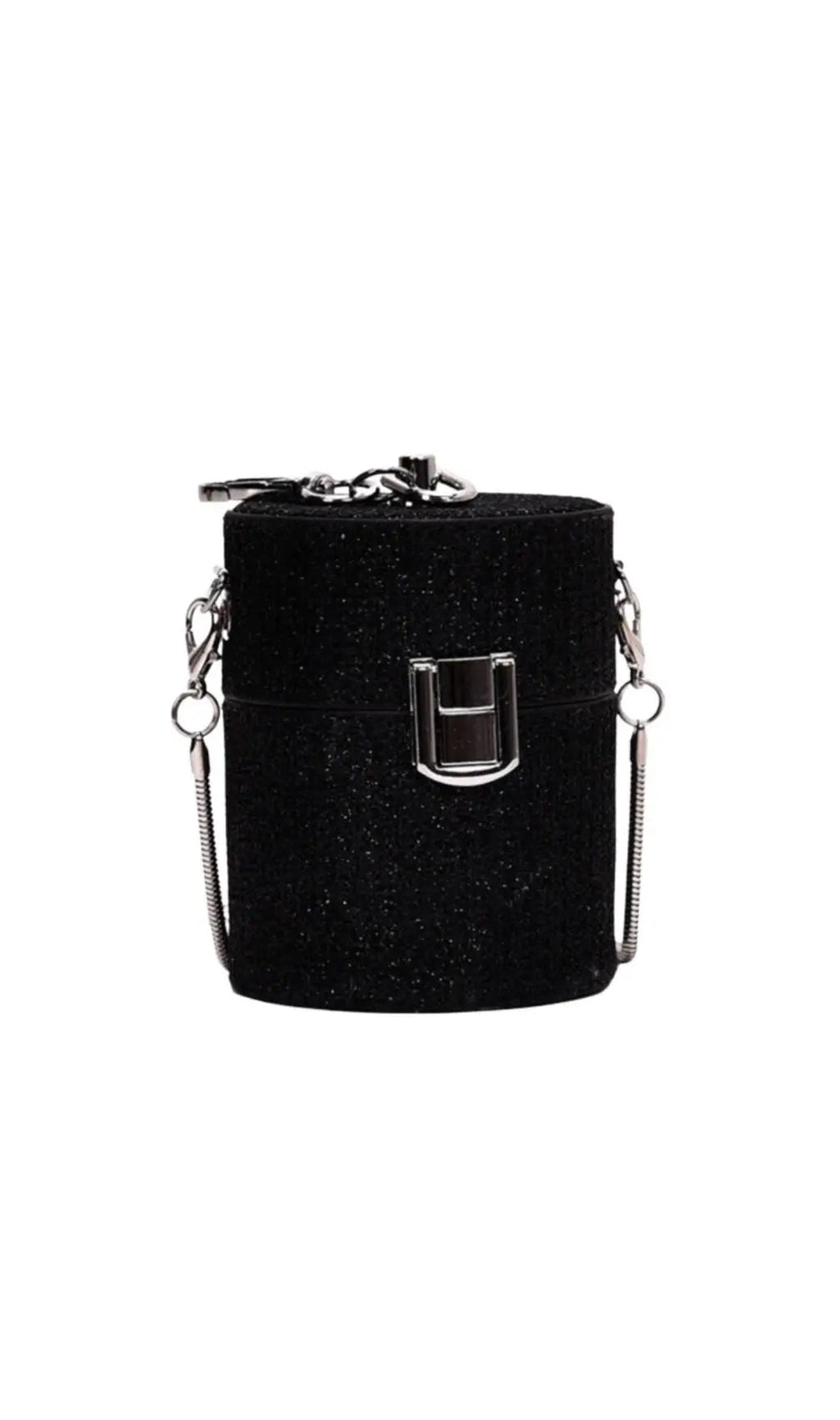 Dazzling Grey Sparkle Mini Bucket Bag - Chic Rhinestone Cylinder Crossbody Clutch