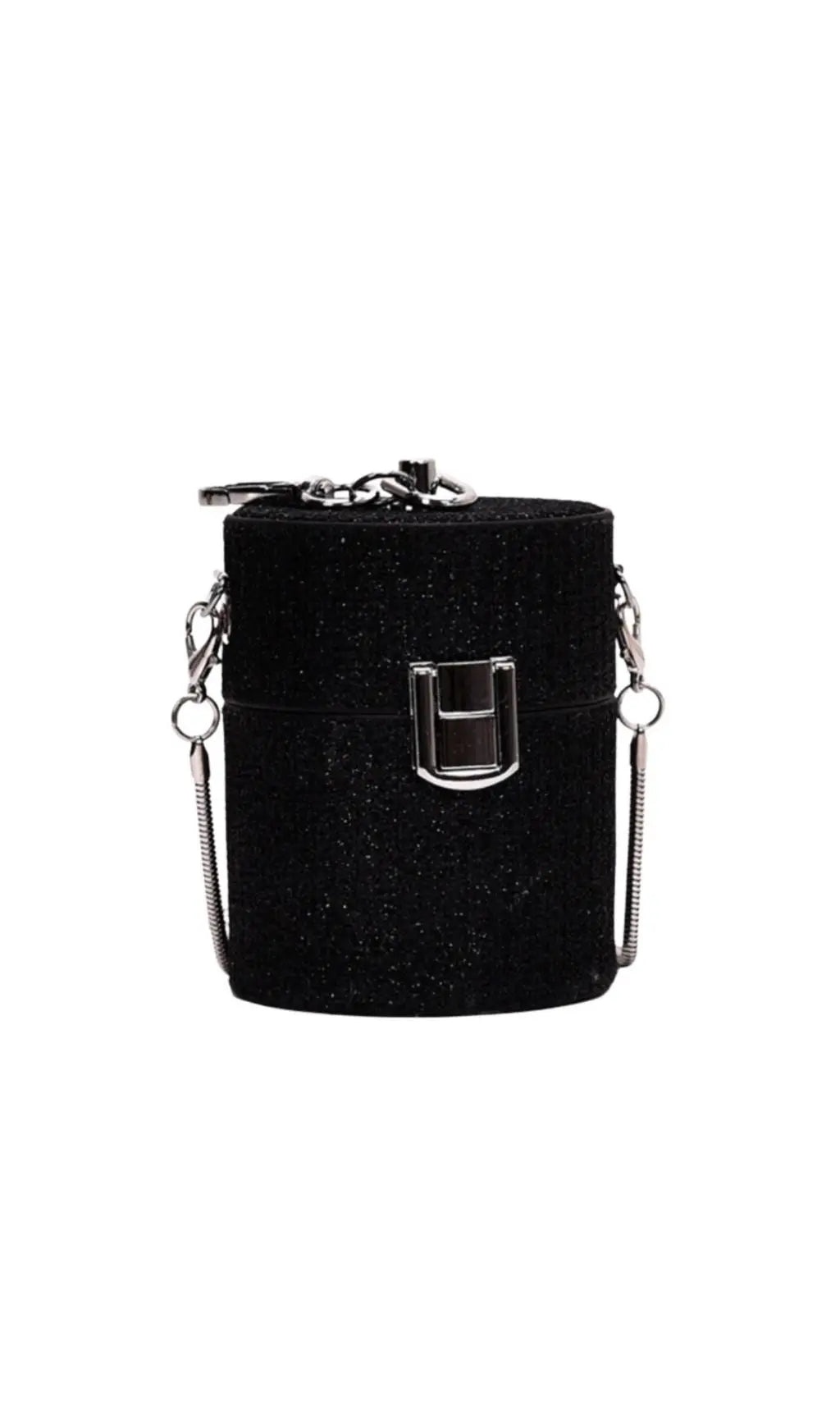 Dazzling Grey Sparkle Mini Bucket Bag - Chic Rhinestone Cylinder Crossbody Clutch