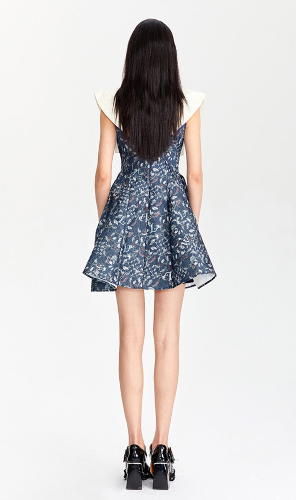 Sleeveless Bow Mini Dress In Navy Blue