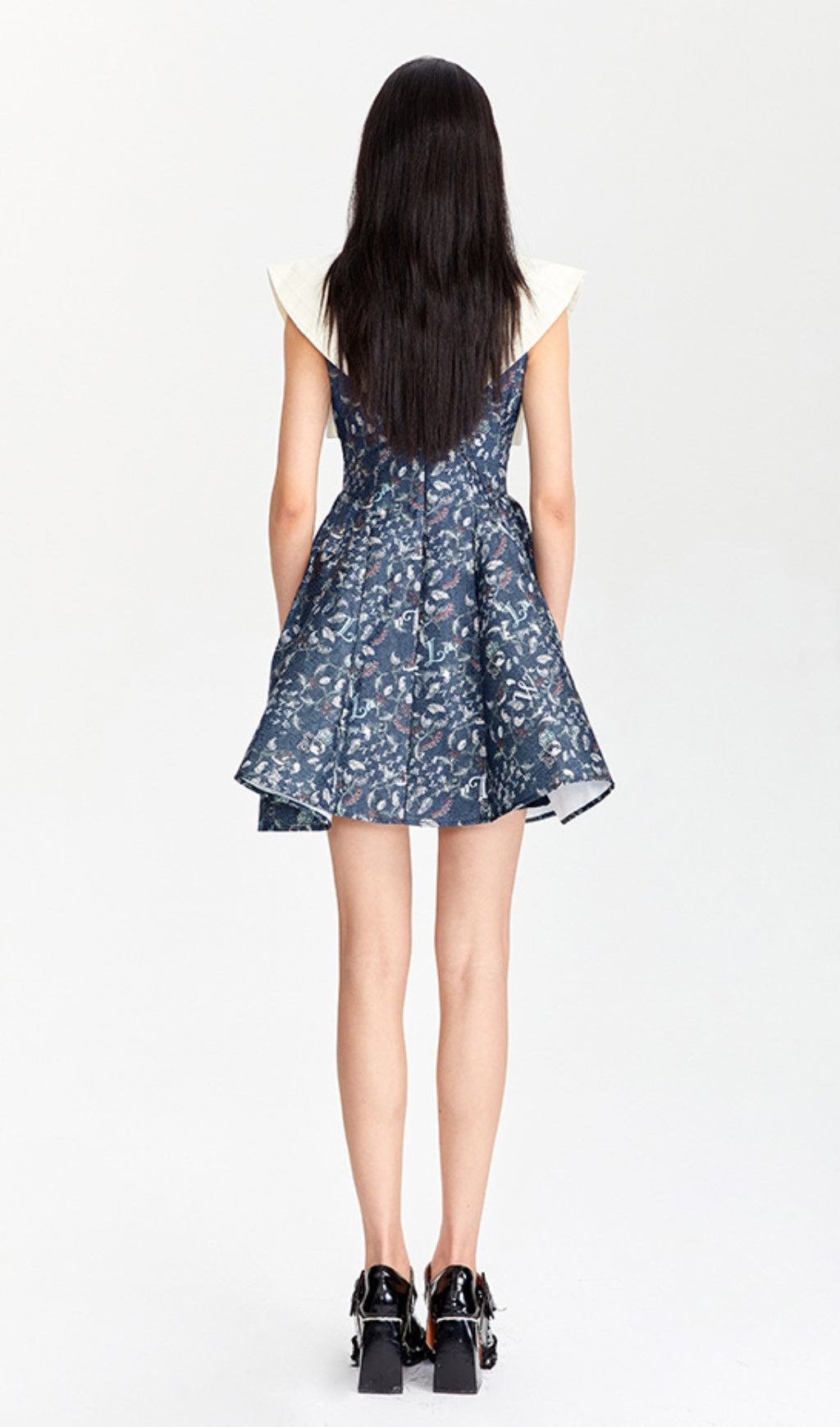 Sleeveless Bow Mini Dress In Navy Blue