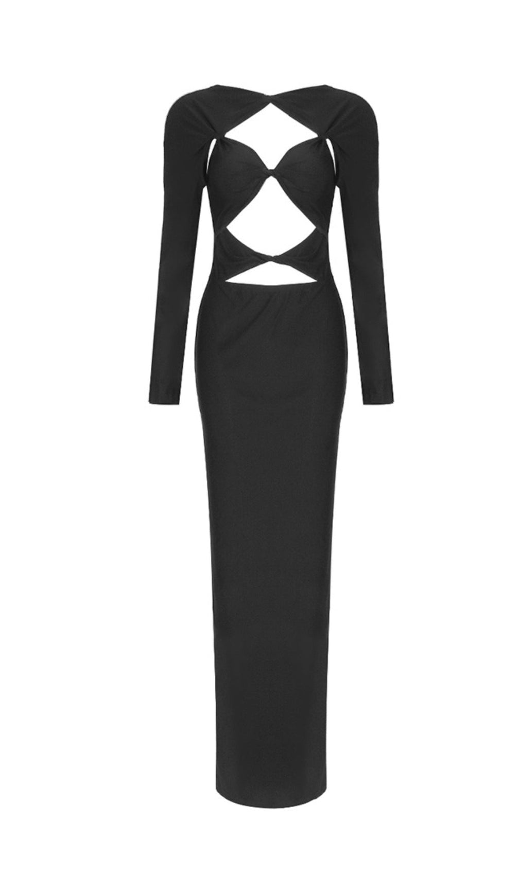 Black Embellished Cut-Out Maxi Dress