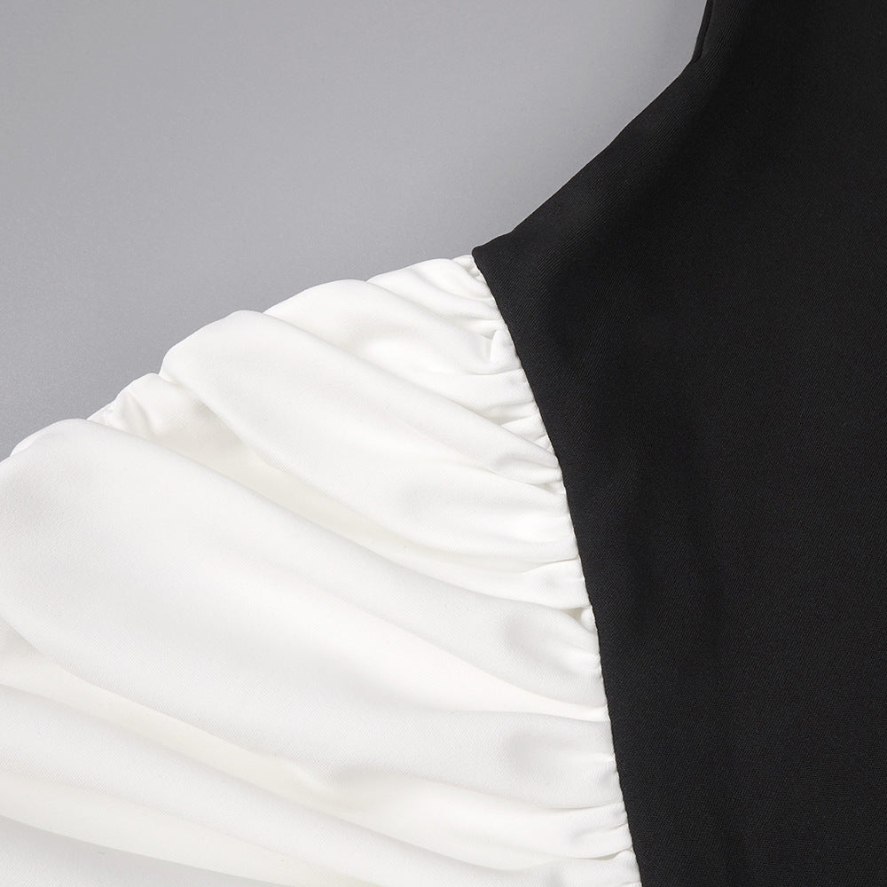 Hesperia Halter Ruched Mini Dress - Two-Tone Bodycon Glamour