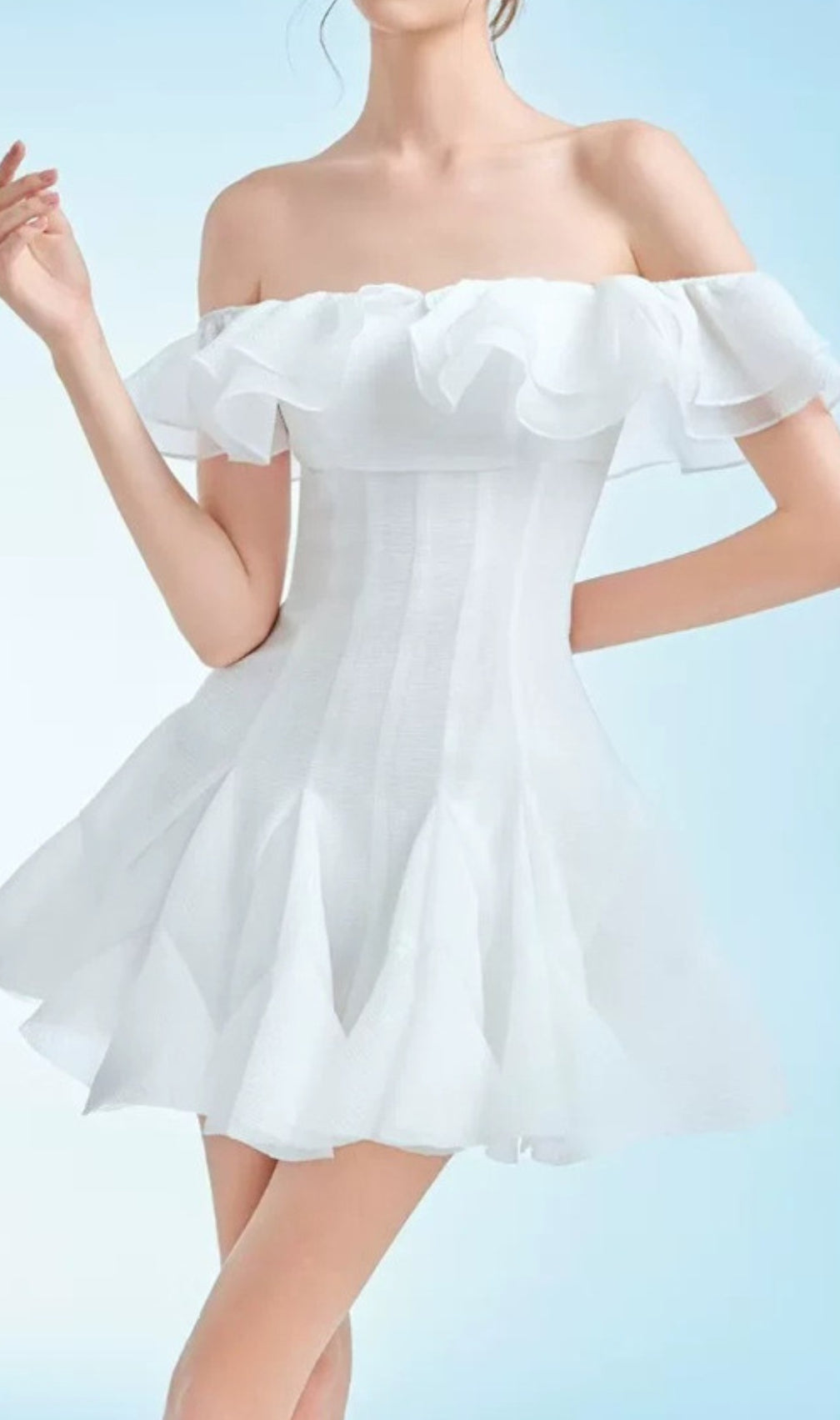 Dotty Ruffle Off-Shoulder Mini Dress