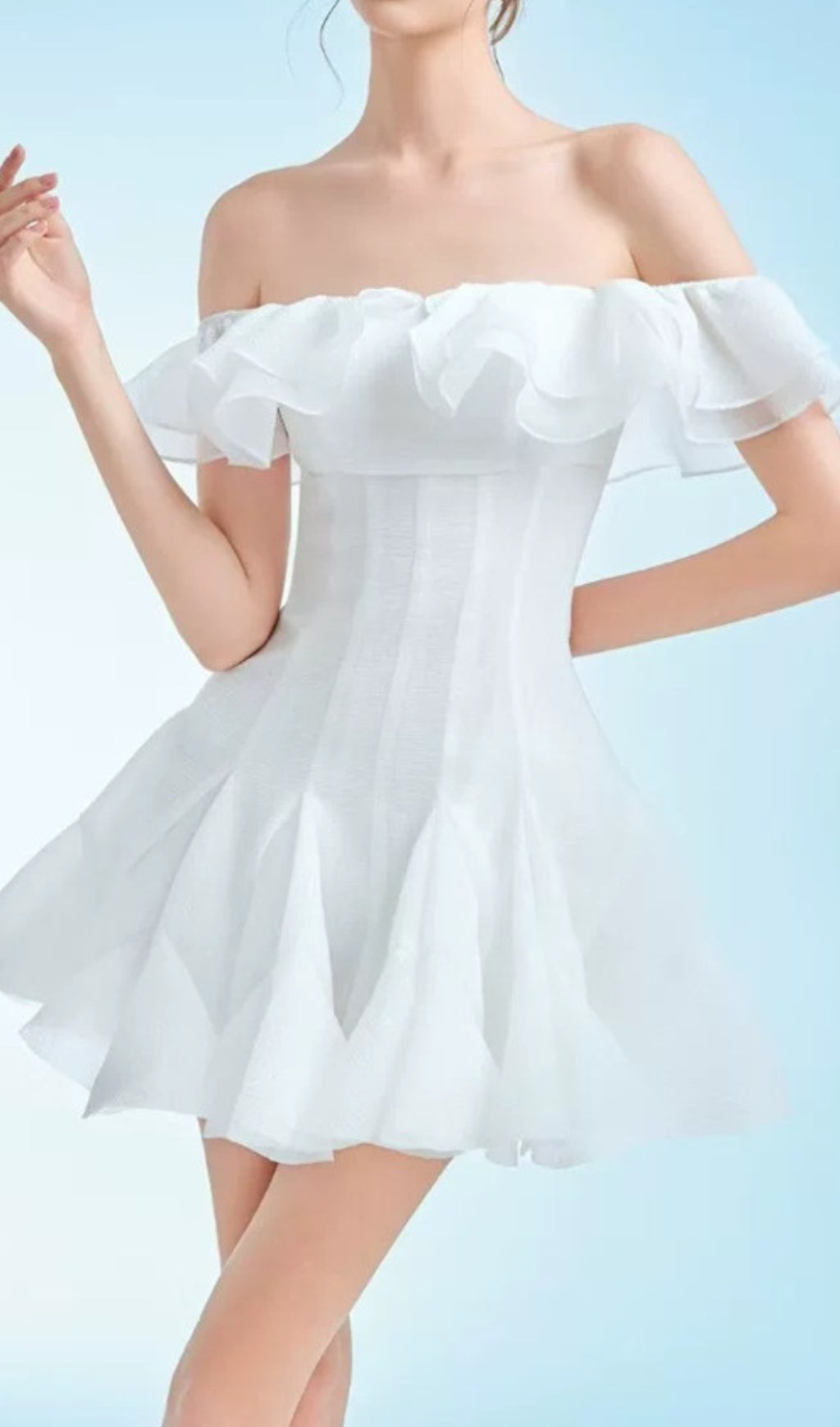 Dotty Ruffle Off-Shoulder Mini Dress