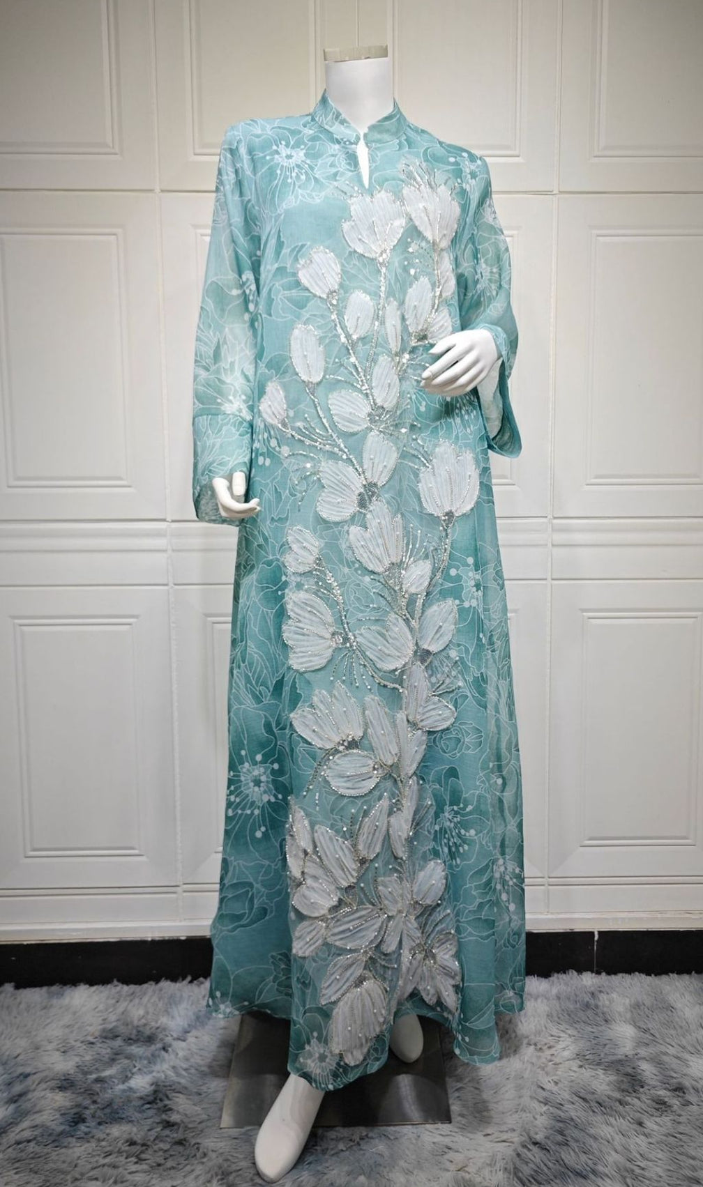 Kona Floral Sequin Embellished Maxi Dress