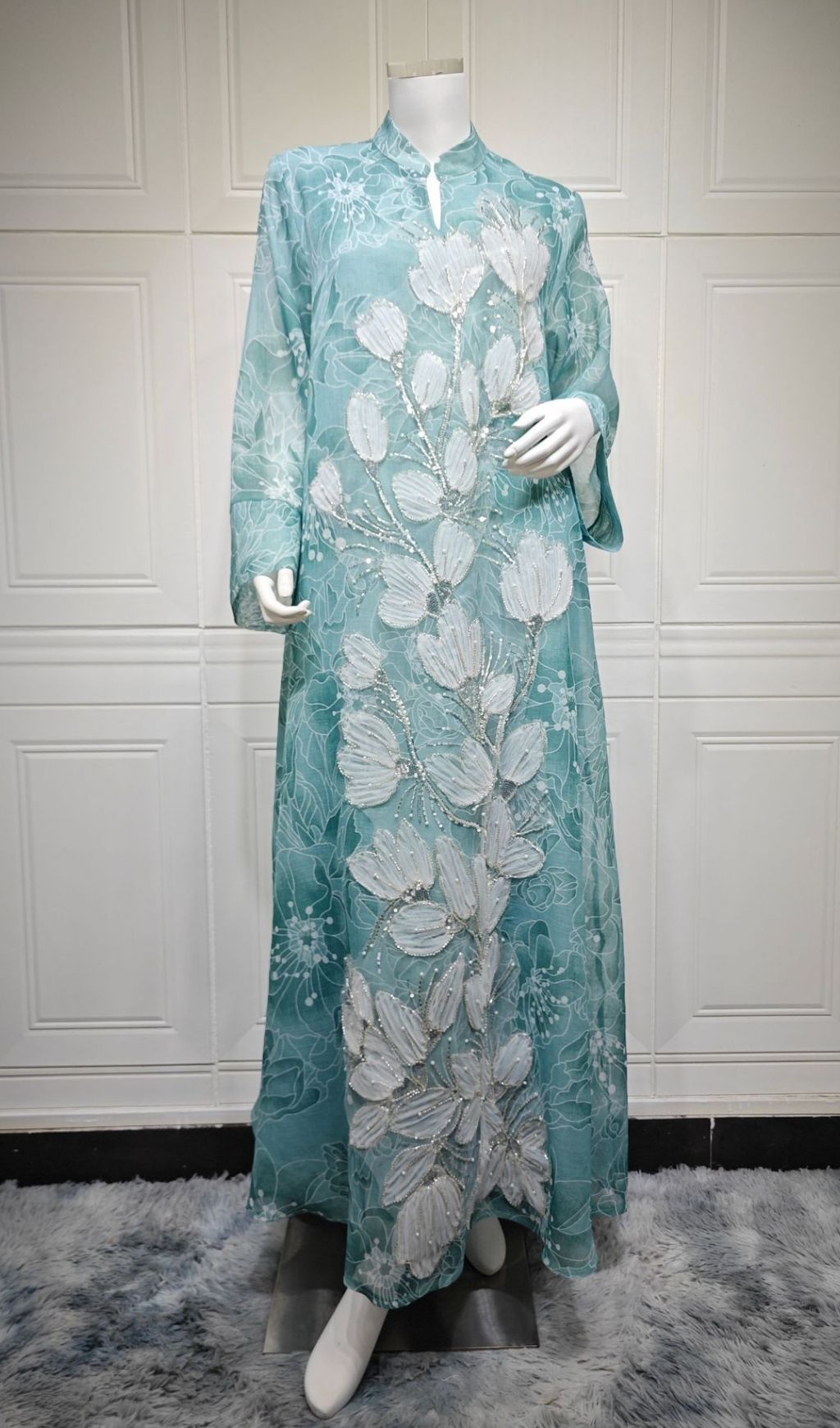 Kona Floral Sequin Embellished Maxi Dress