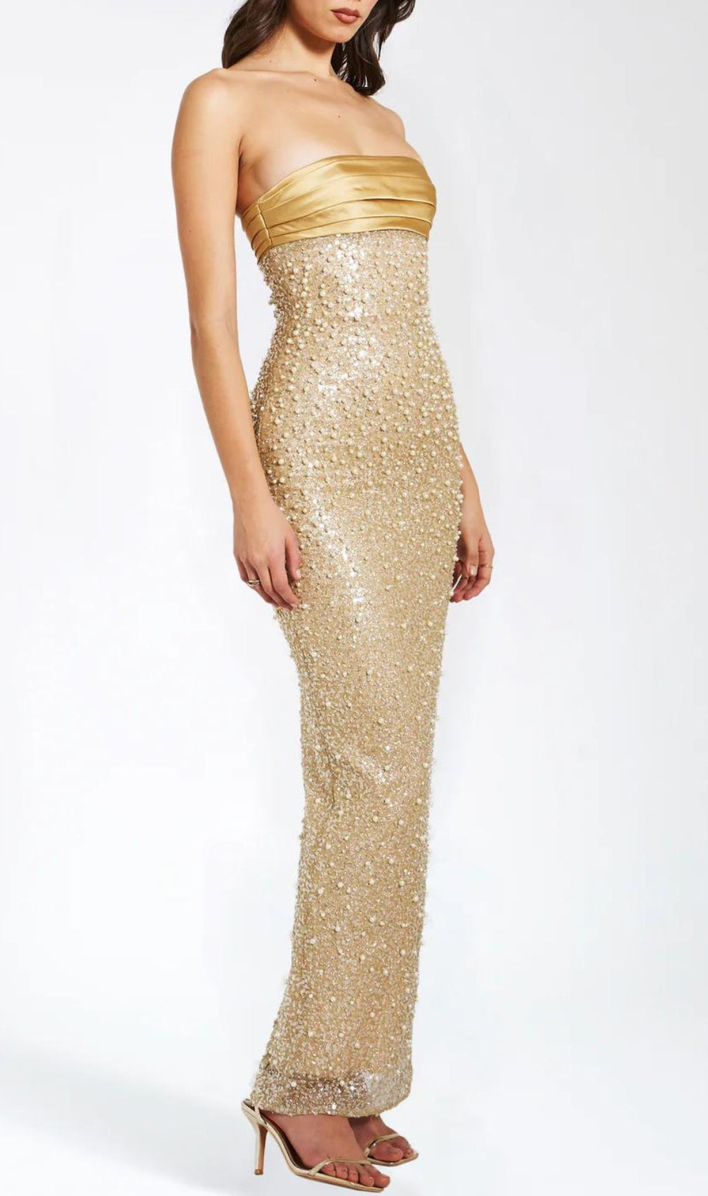 Alazne Sequin Pearl Maxi Dress