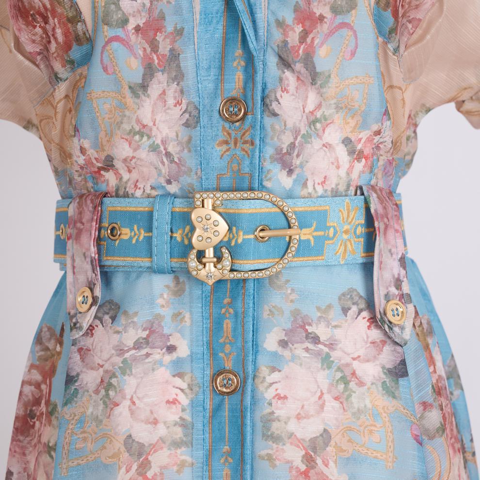 Gloria Printed Belt Maxi Dress