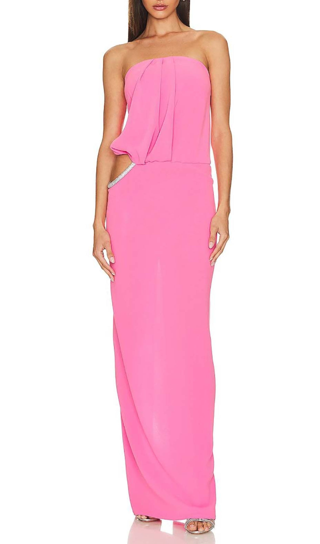 Cutout Strapless Maxi Dress In Pink