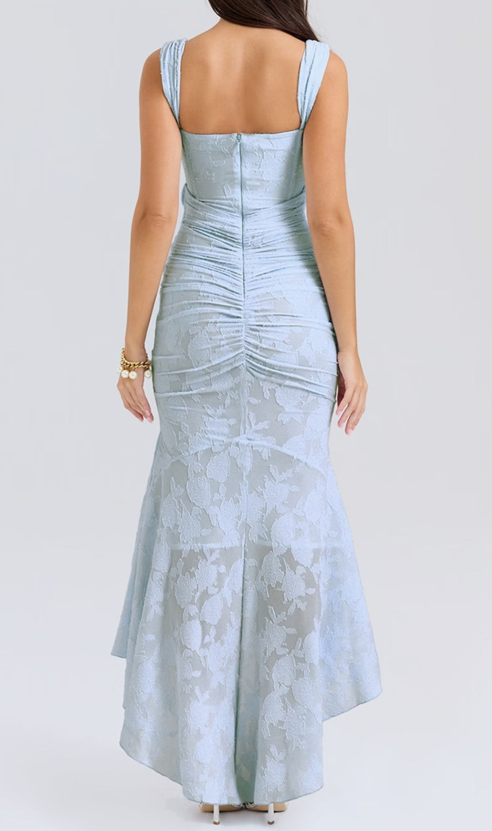 Anaëlle Blue Floral Corset Maxi Dress