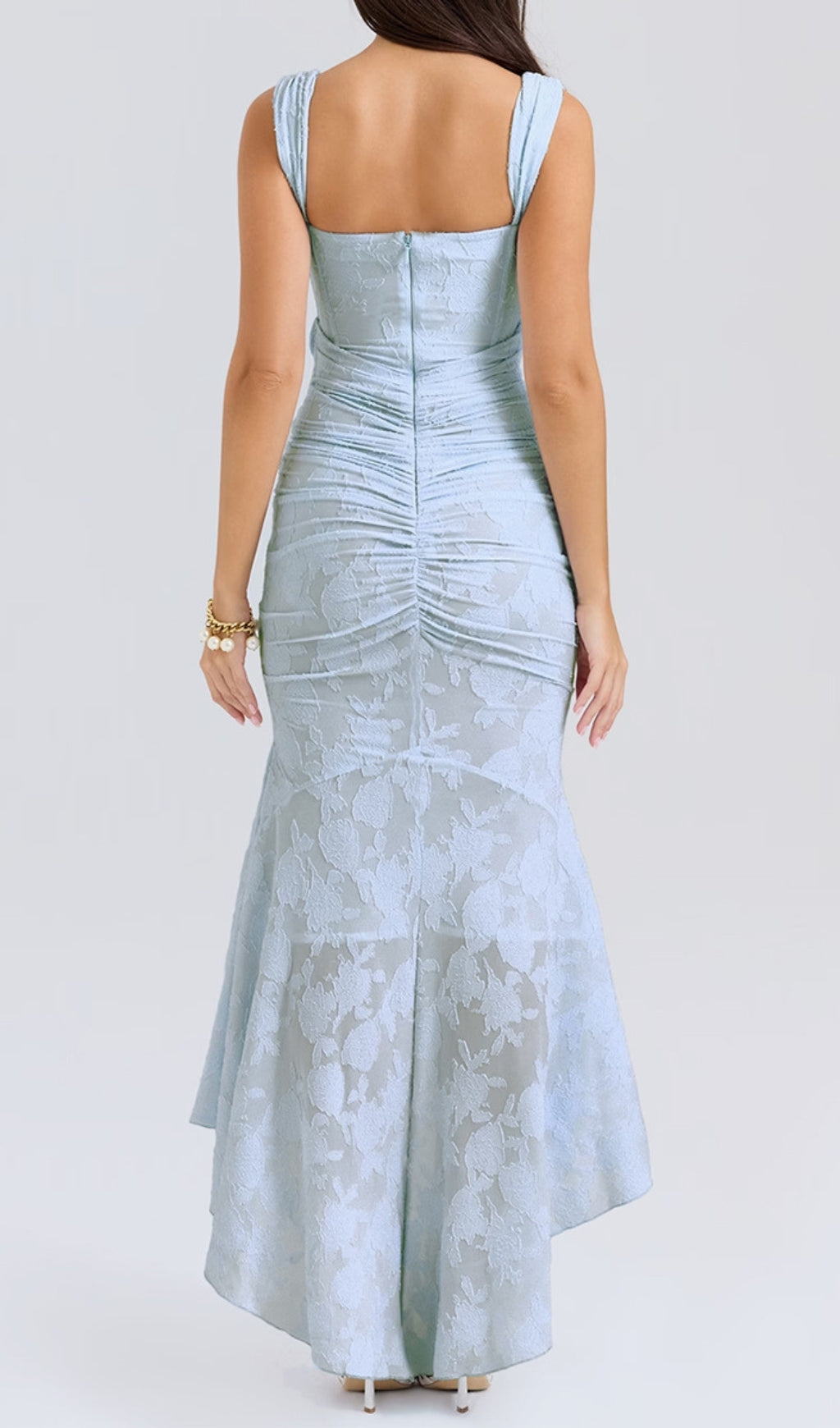 Anaëlle Blue Floral Corset Maxi Dress