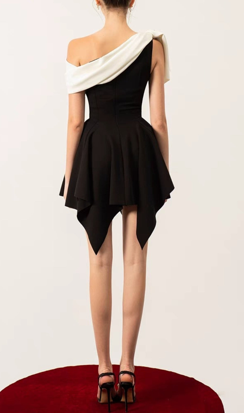 Bulut Black White Patchwork Mini Dress